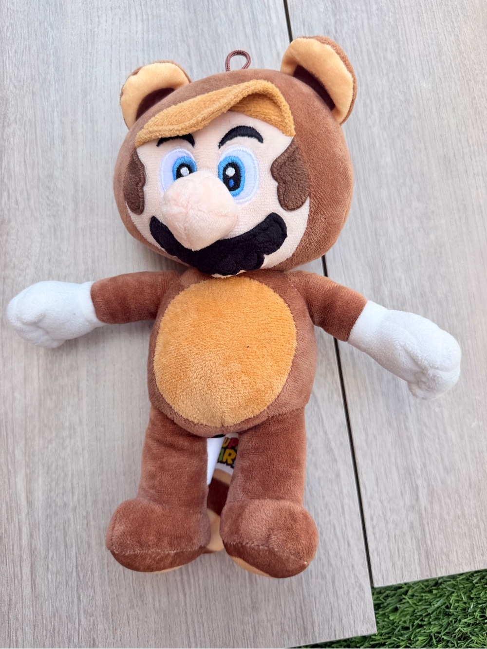 Nintendo Tan and Brown Mario Tanooki Plush - Blue Eyes
